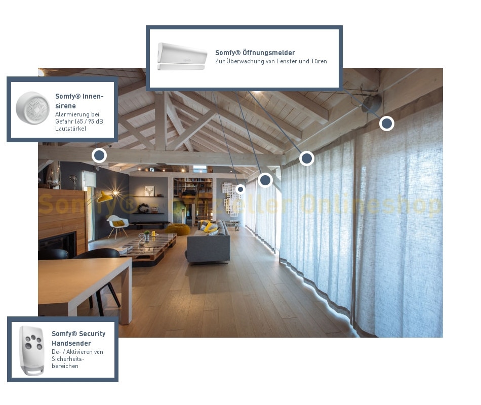 Somfy® Sicherheitspaket zur Erweiterung von TaHoma: Anwendungsbeispiel